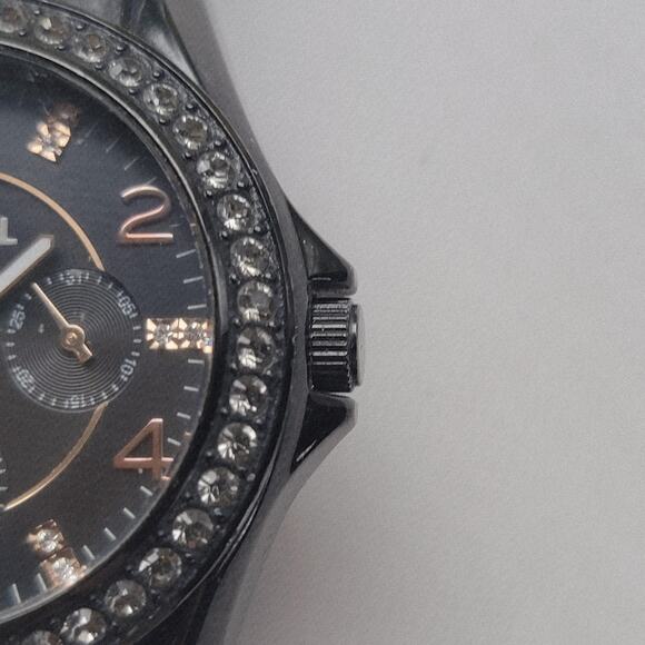 Fossil Womens Watch Black Dial Crystal Bezel Black Stainless Bracelet Quartz main image 9